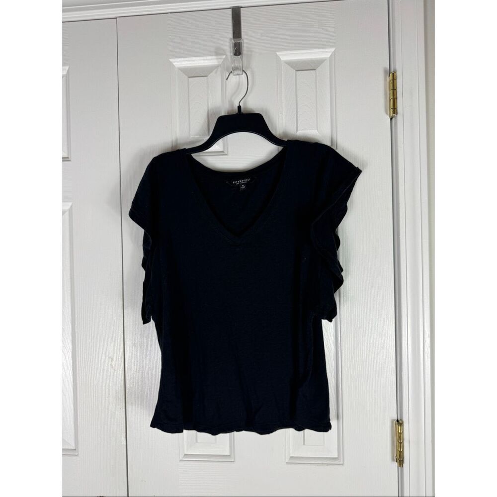 Liverpool Women’s Black Ruffle Blouse Size M